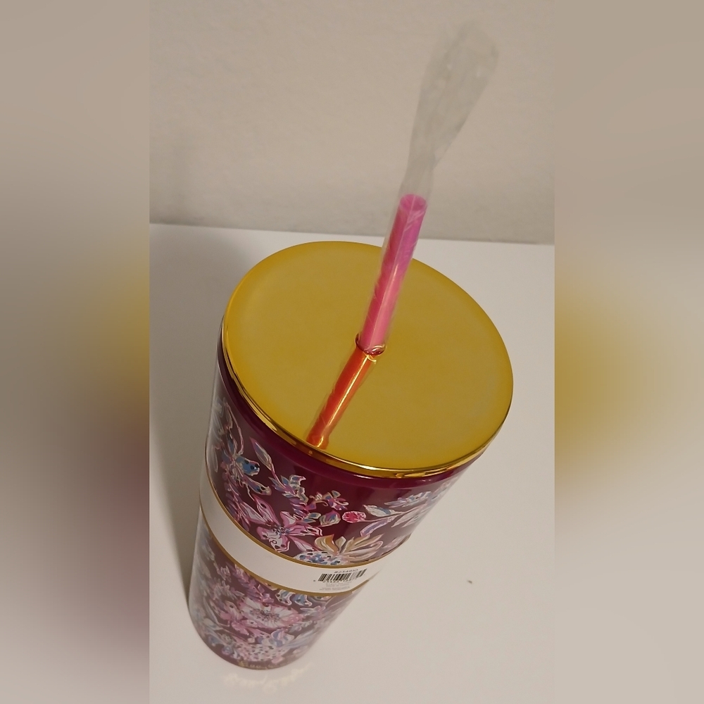 NWT Lilly Pulitzer Floral Tumbler With Straw - Picture 6 of 12